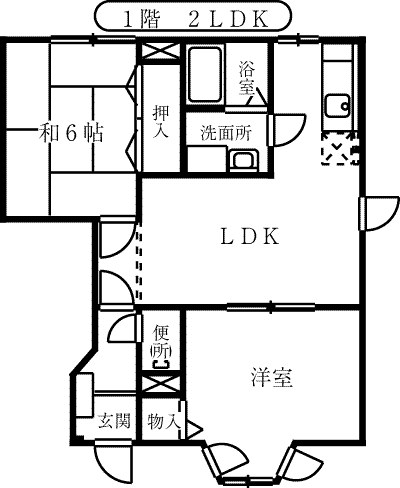 ハイツ柿の実Ⅱ(2LDK/1階)の間取り写真