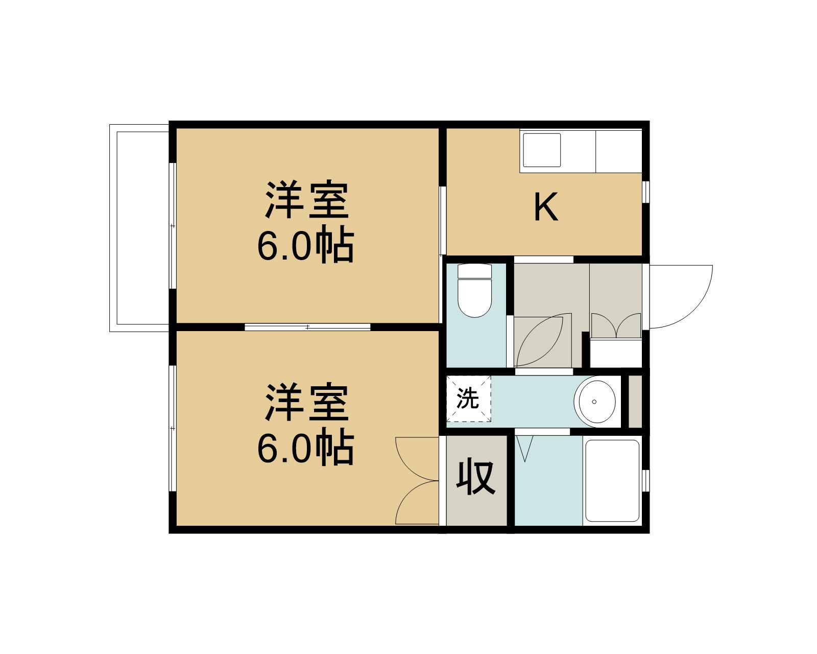 フェンスウエストⅡ(2K/1階)の間取り写真