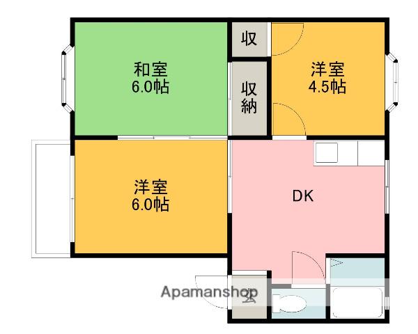 スカイハイツ(3DK/2階)の間取り写真