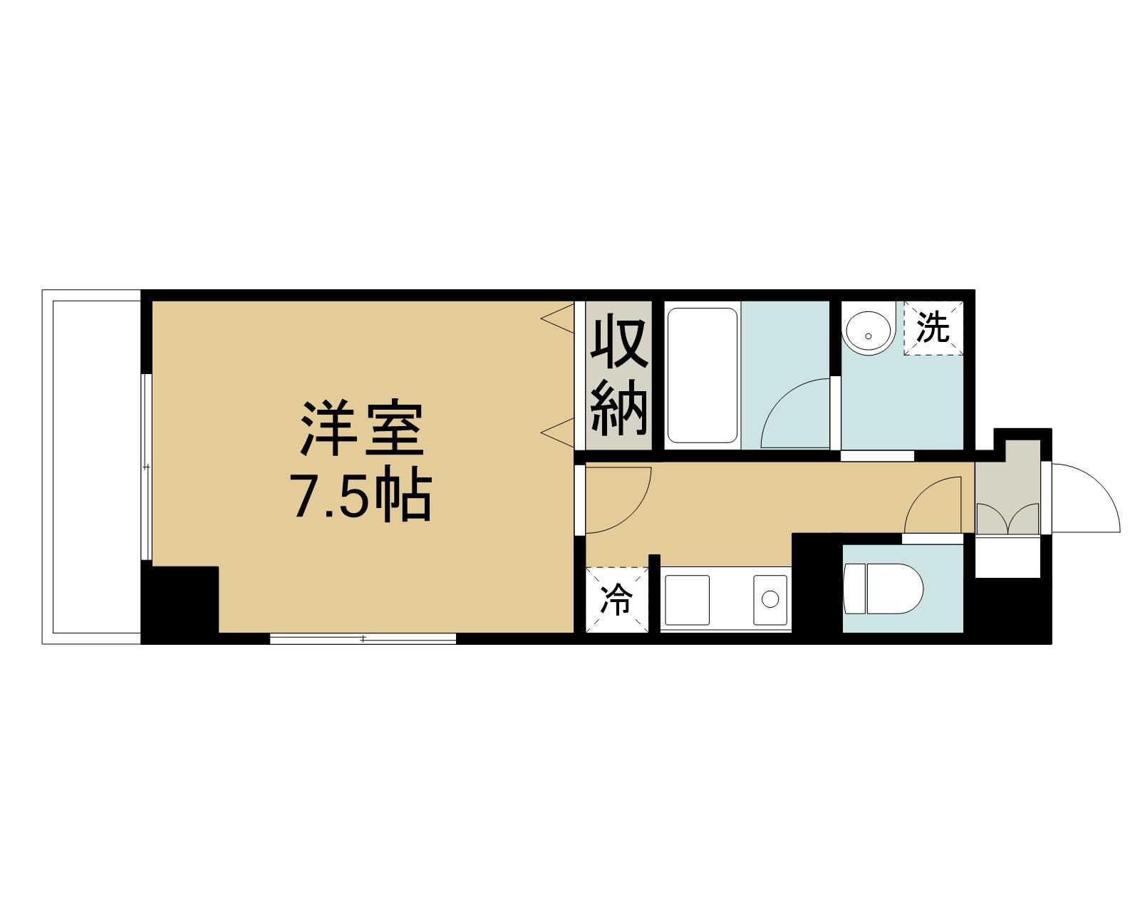 山陰本線 鳥取駅 徒歩32分 6階建 築24年(1K/6階)の間取り写真