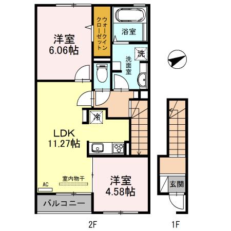 コマースグローリー(2LDK/2階)の間取り写真