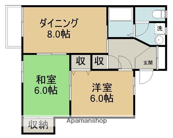 PLUS1(2DK/2階)の間取り写真