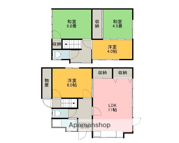 山陰本線 鳥取駅 徒歩35分 2階建 築52年(4LDK)の間取り写真