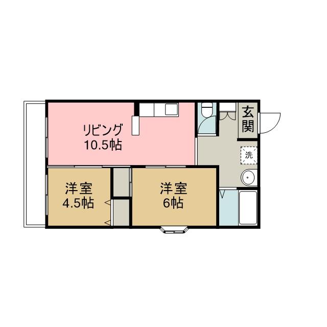 サウスシティー(2LDK/3階)の間取り写真