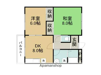 西田マンションⅡ(2DK/1階)の間取り写真