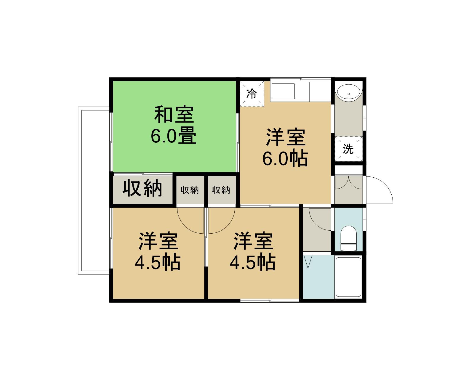 ベルメゾン興南(3DK/2階)の間取り写真