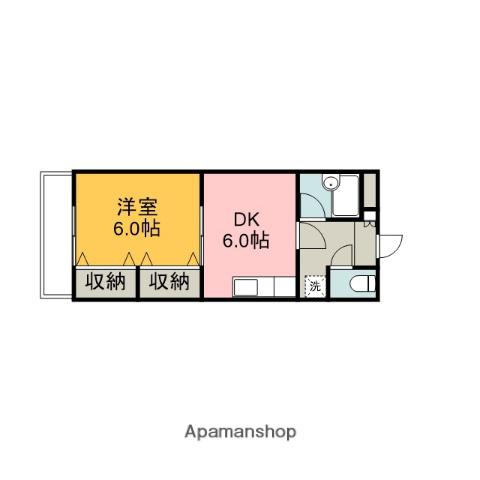 サンフラワー(1DK/2階)の間取り写真