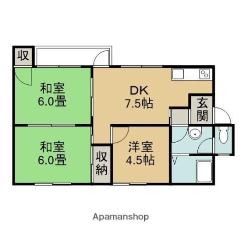 スタッフ88(3DK/2階)の間取り写真