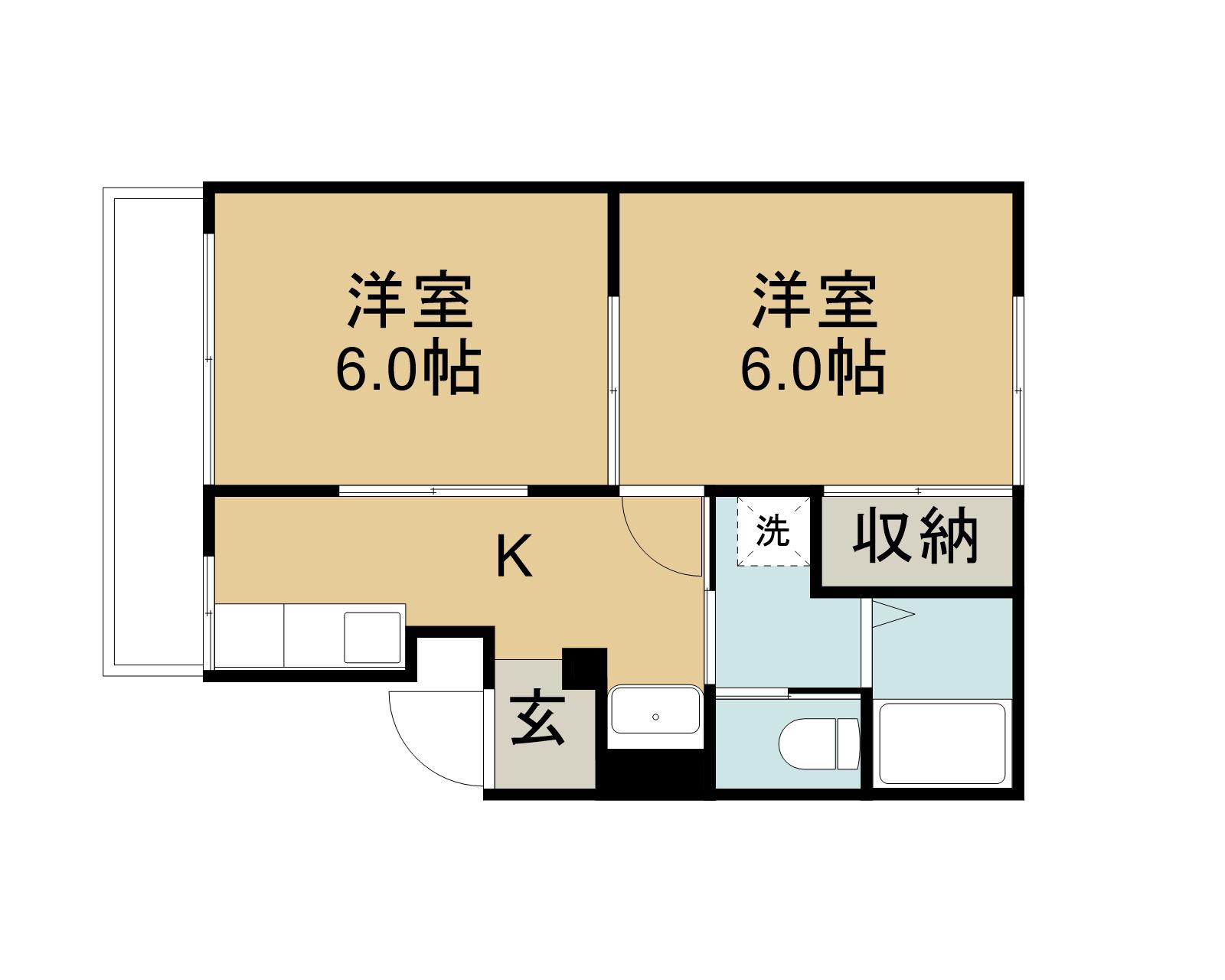 上町コーポレーション(2K/3階)の間取り写真