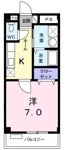 マーヴェラス・ヴュー(1K/3階)の間取り写真