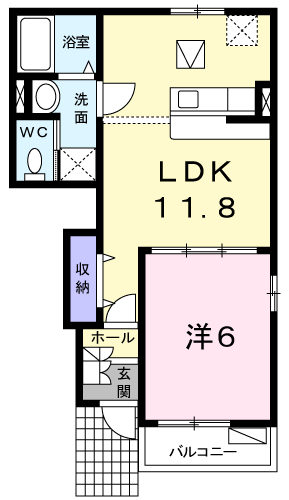 LANGRAVIN(1LDK/1階)の間取り写真