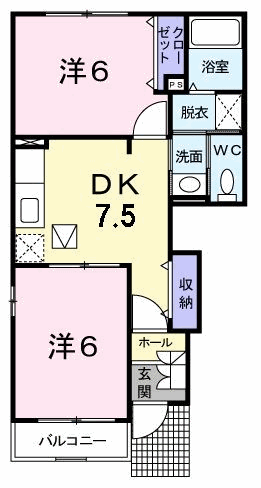 いちごハウスΒ(2DK/1階)の間取り写真