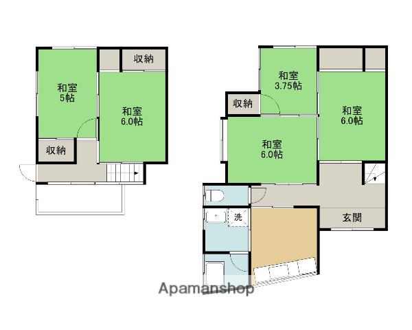 山陰本線 鳥取駅 徒歩25分 2階建 築53年(5K)の間取り写真