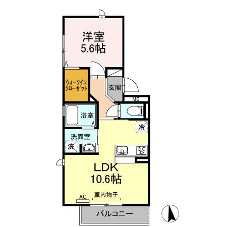 セレスト・パレ(1LDK/2階)の間取り写真