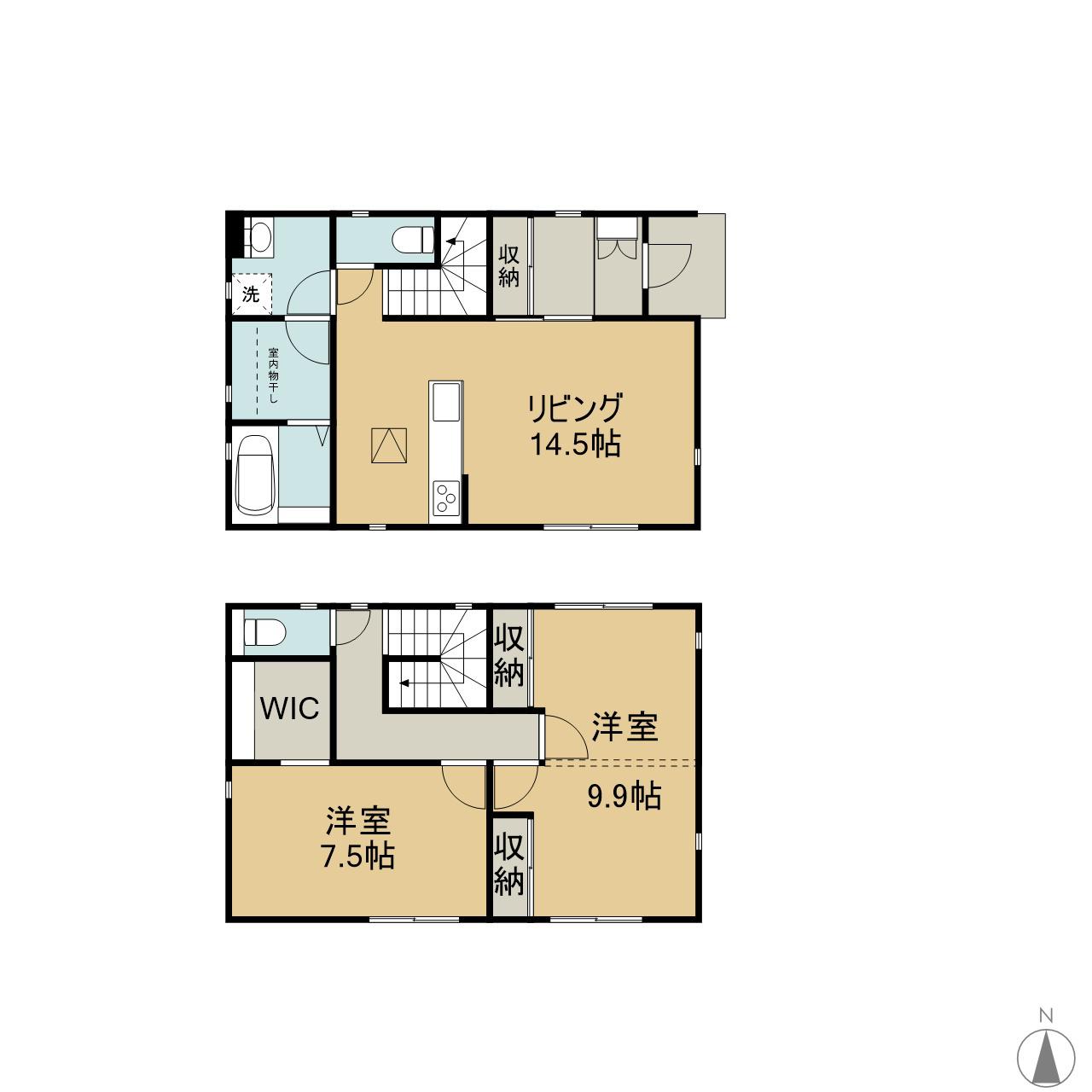 山陰本線 湖山駅 徒歩45分 2階建 築4年(2LDK)の間取り写真