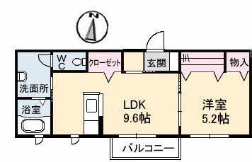 オーチャード D棟(1LDK/2階)の間取り写真