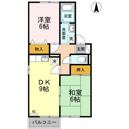 ハイツポプラ(2DK/2階)の間取り写真