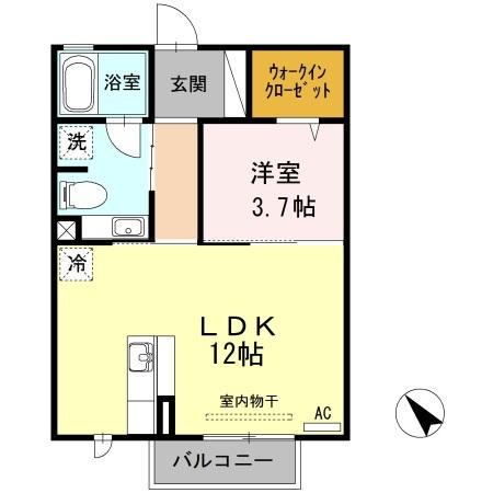 POPO・ベルグ(1LDK/2階)の間取り写真