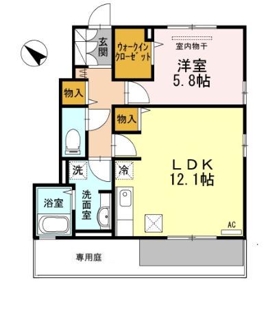 レチエ吉成A(1LDK/1階)の間取り写真