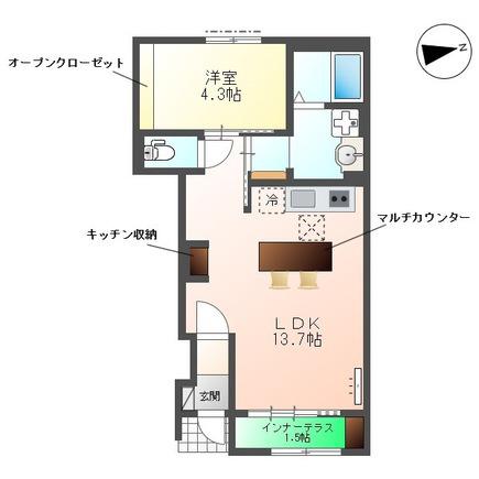 スイートモダン相生町(1LDK/1階)の間取り写真