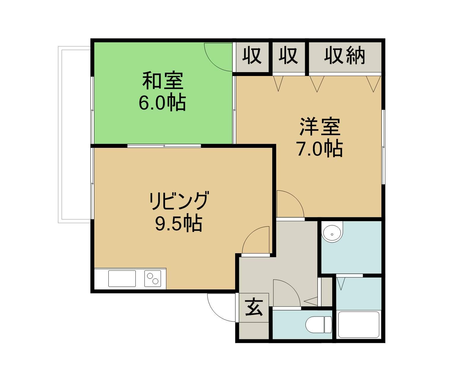 エスポワールM(2LDK/2階)の間取り写真