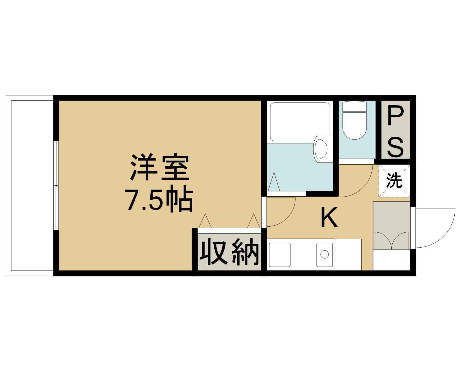 ブルーロジンジュ(1K/2階)の間取り写真