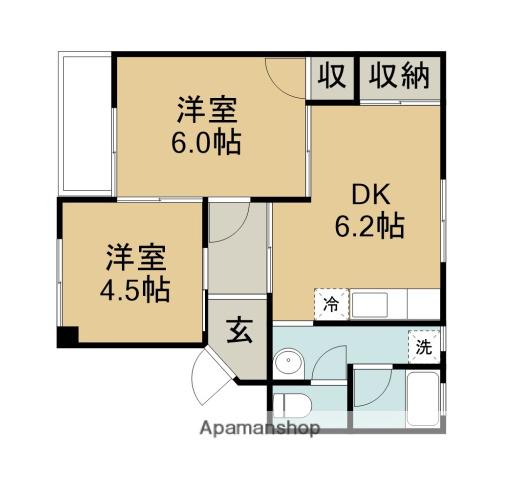 MAEKAWA2(2DK/1階)の間取り写真