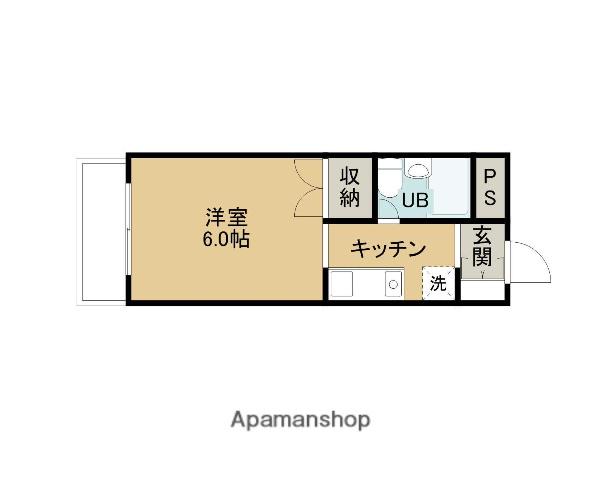 大倉マンション(ワンルーム/1階)の間取り写真