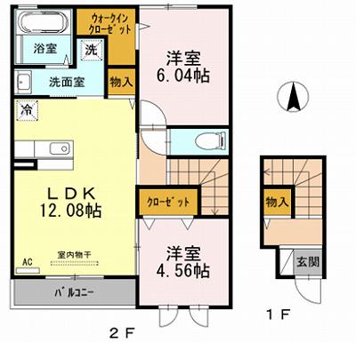 オークウッド桂(2LDK/2階)の間取り写真