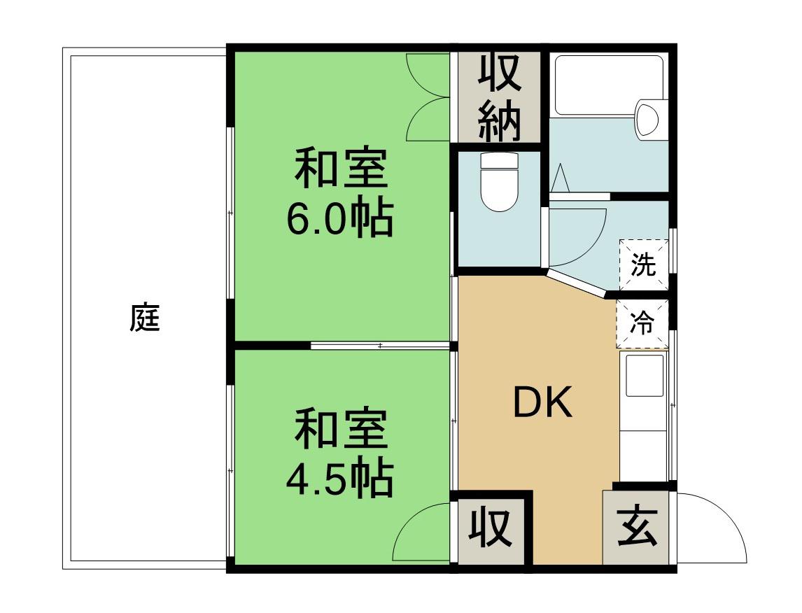 フォーブル中町(2DK/1階)の間取り写真