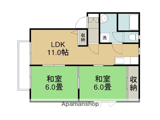 グランディオス(2LDK/2階)の間取り写真