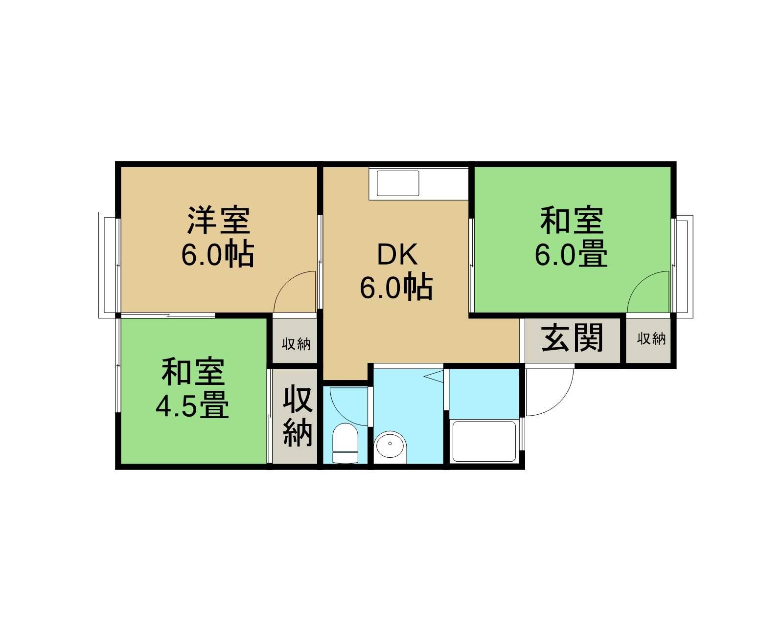 ベルビューササキⅠ(3DK/2階)の間取り写真