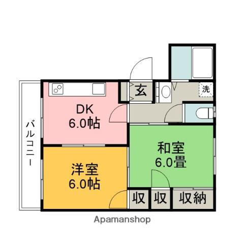 ハイシティー興南(2DK/3階)の間取り写真