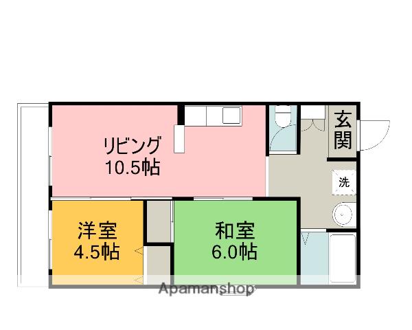 サウスシティー(2LDK/3階)の間取り写真