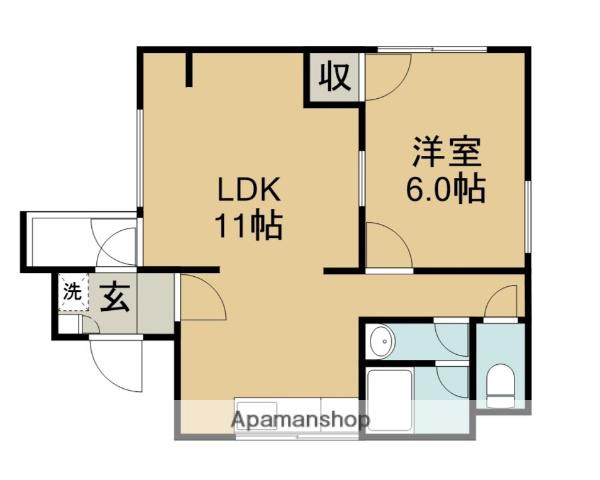 グランドール若桜(1LDK/3階)の間取り写真