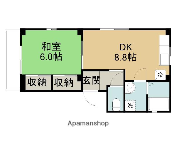 パルテールF(1DK/1階)の間取り写真