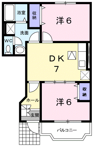 アネーロ(2DK/1階)の間取り写真