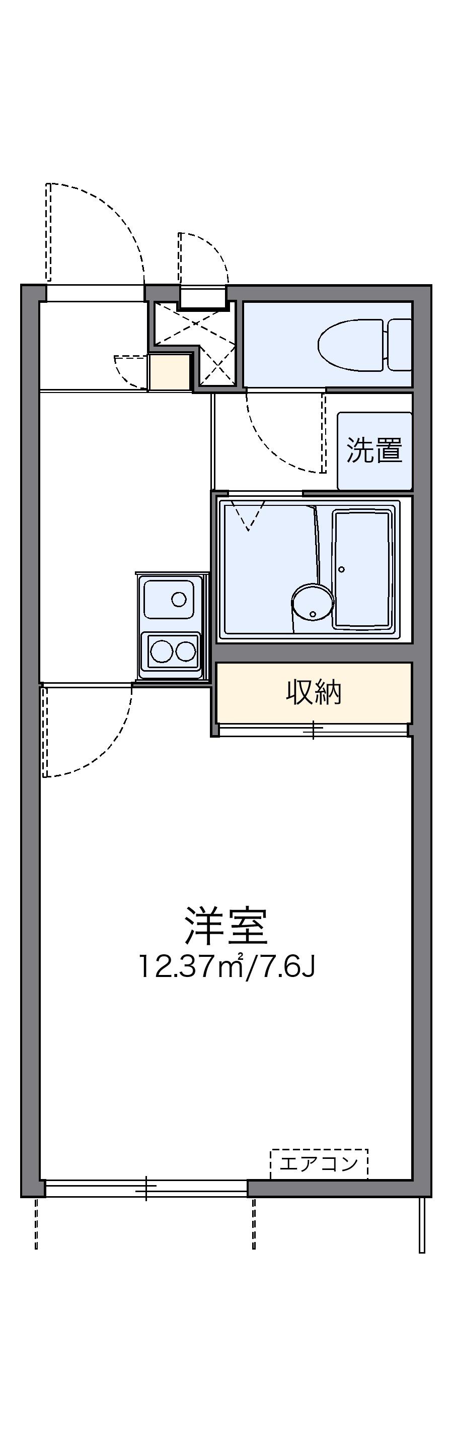 レオパレス上町(1K/1階)の間取り写真