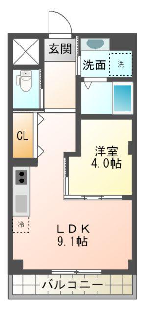 トレスヴィア(1LDK/3階)の間取り写真