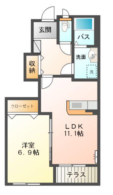 シェリー(1LDK/1階)の間取り写真