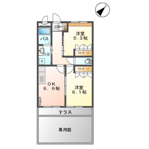 ミキスターA(2DK/1階)の間取り写真