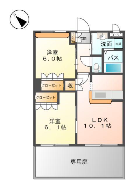アメニティハイムLR(2LDK/1階)の間取り写真