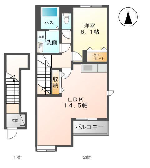 ウィンディー・ベル(1LDK/2階)の間取り写真