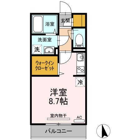 ハーベスト(ワンルーム/3階)の間取り写真