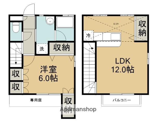 ハイツエステートⅦ(1LDK/1階)の間取り写真