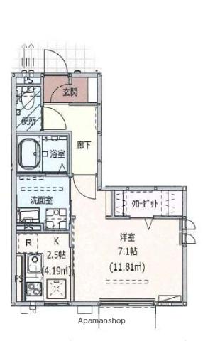 メゾン・ヴァンヴェール(1K/1階)の間取り写真