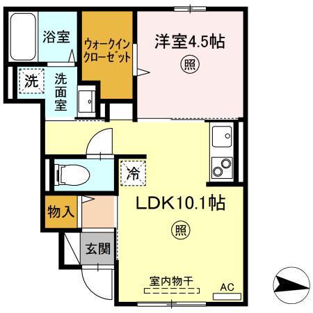 チェルシー(1LDK/1階)の間取り写真