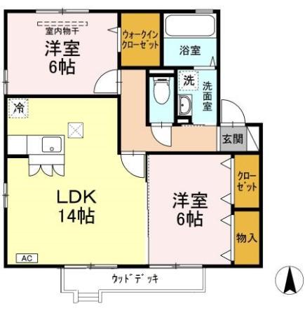 マルベリーガーデンA(2LDK/1階)の間取り写真