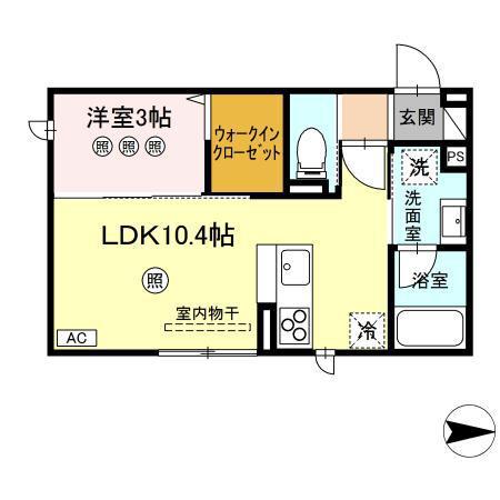 ボナ ベレッザ(1LDK/2階)の間取り写真
