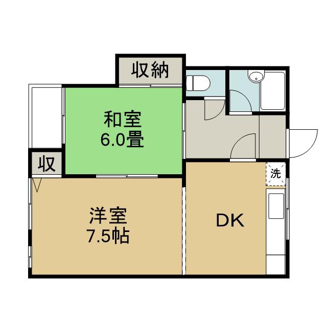 薫る風ハイツ(2DK/2階)の間取り写真